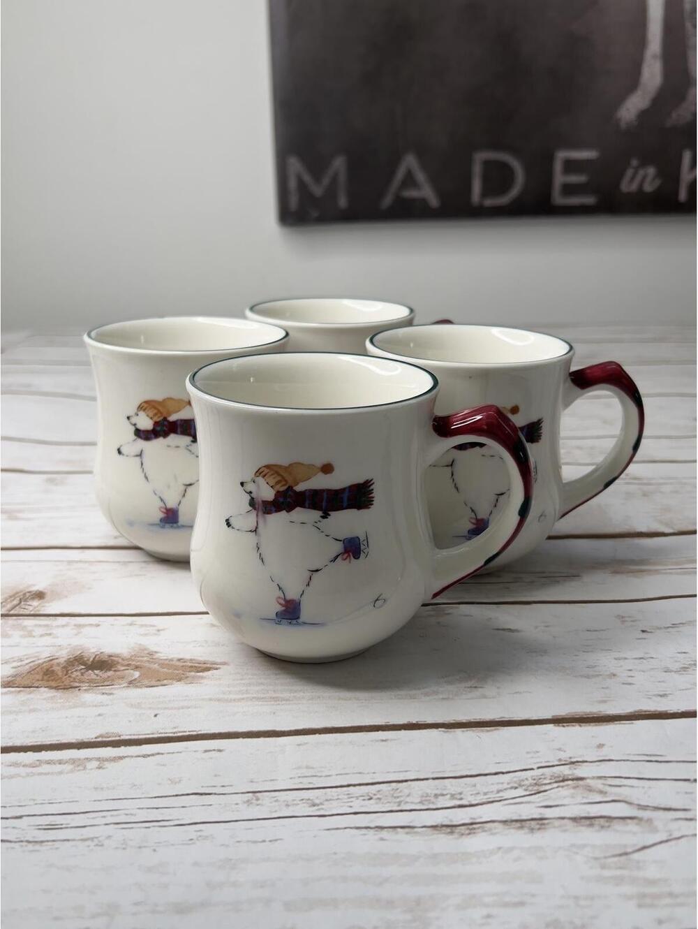 Pfaltzgraff Preloved Ceramic Mugs with Winter Design - Set of 4